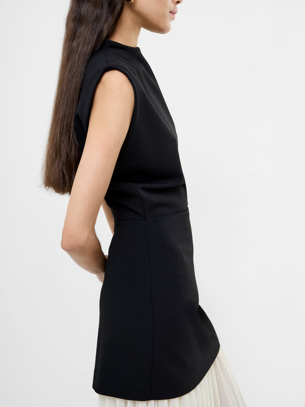 Fcuk Zion Pleated Skirt Dress Black/Porcelain Crea