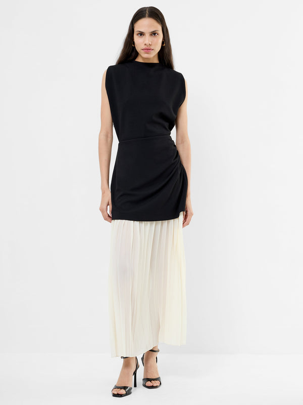 fcuk Zion Pleated Skirt Dress Black/Porcelain Crea