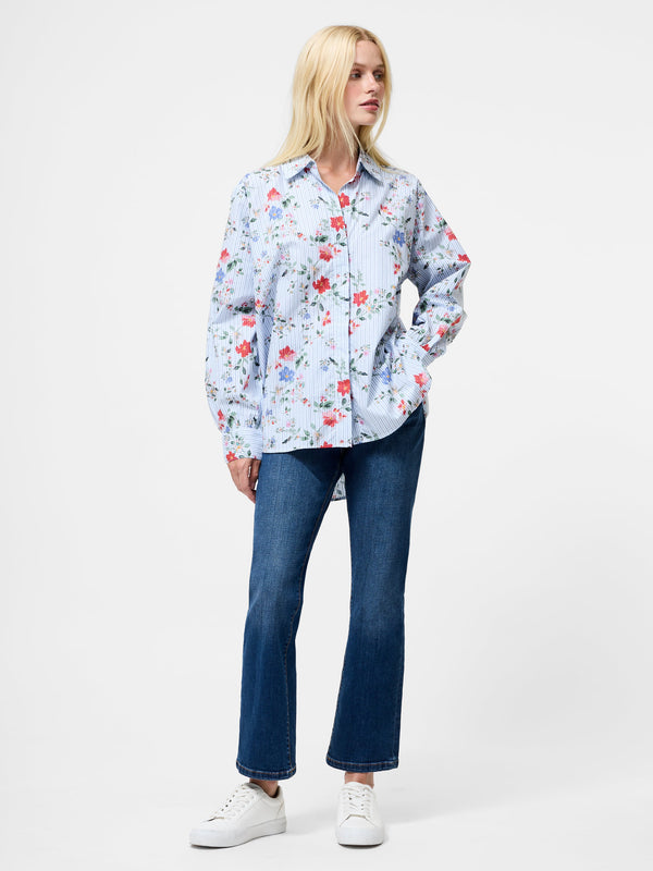 Fcuk Floral Stripe Printed Long Sleeve Shirt Floral Multi