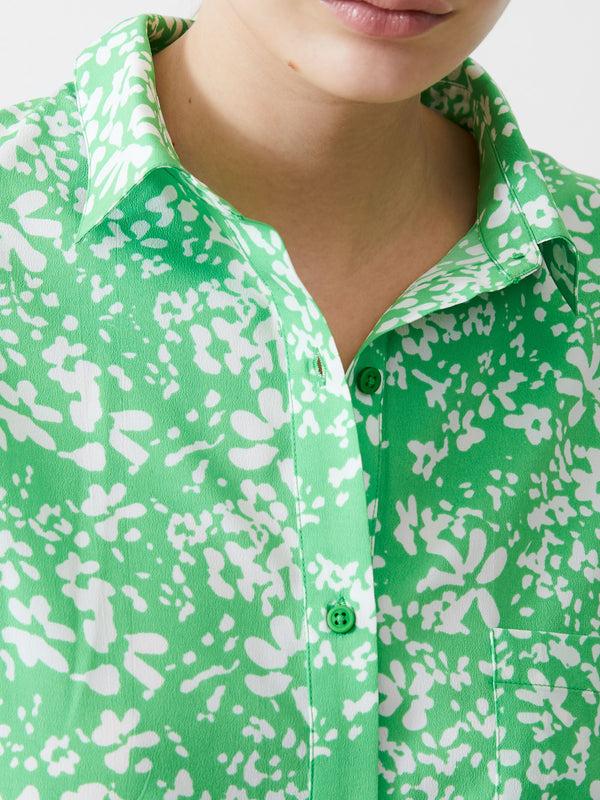 Fcuk Florale Twist Crepe Light Shirt Poise Green/White