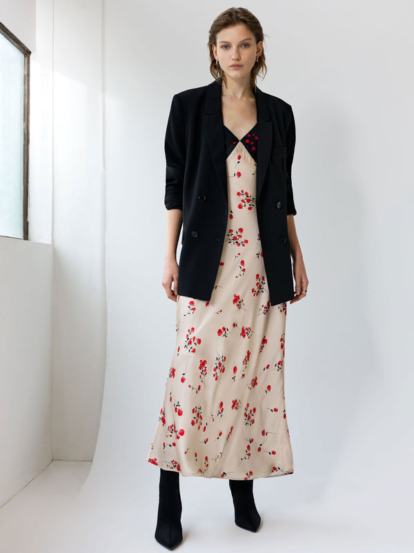 Fcuk Floramour Ennis Eco Satin Slip Dress Classic Cream/Blacko