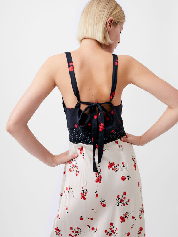 Fcuk Floramour Ennis Eco Satin Slip Dress Classic Cream/Blacko