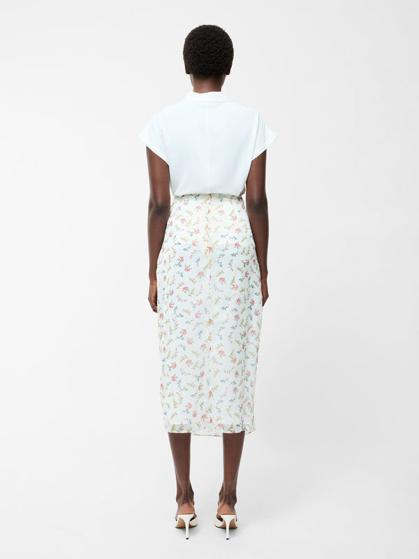 Fcuk Floriana Crinkle Midi Skirt Summer White Multi