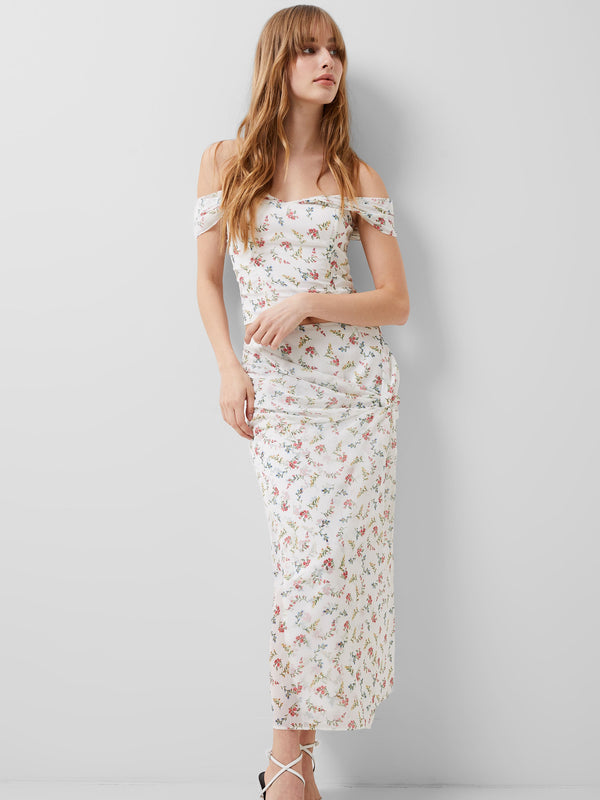 Fcuk Floriana Hallie Crinkle Bardot Top Summer White