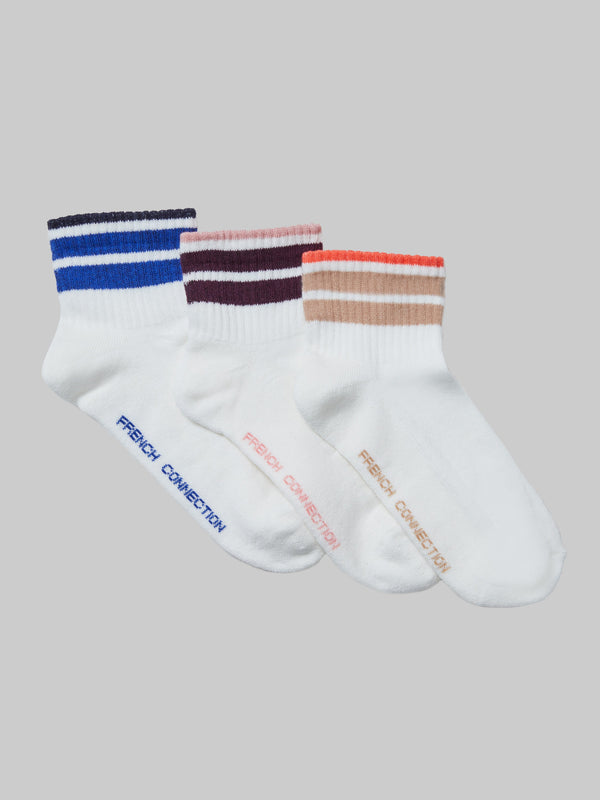 fcuk French Connection 3 Pack Tipped Ankle Socks Multi 2