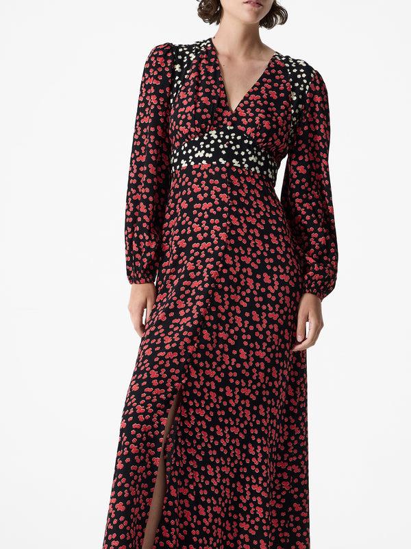 Fcuk Harriet Eco Delphine Midi Dress Red Brick Multi
