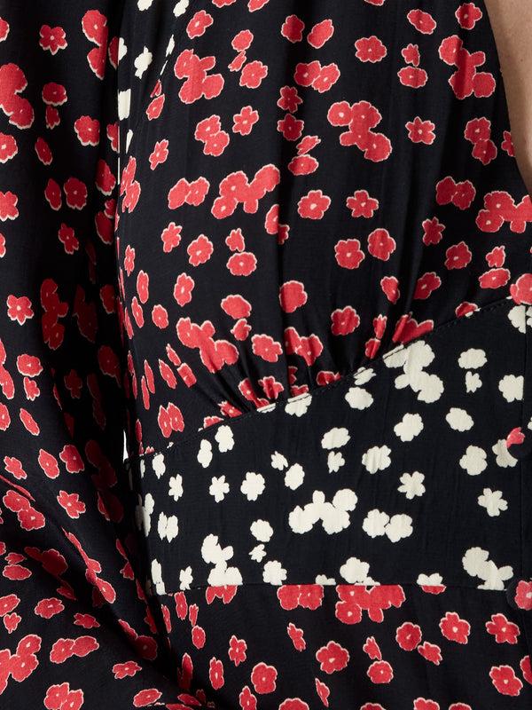 Fcuk Harriet Eco Delphine Midi Dress Red Brick Multi