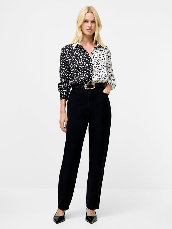 Fcuk Harriet Mix Delancey Shirt Blackout Porcelain C