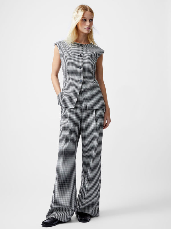 Fcuk Holden Houndstooth Crew Neck Waistcoat Black/Ecru