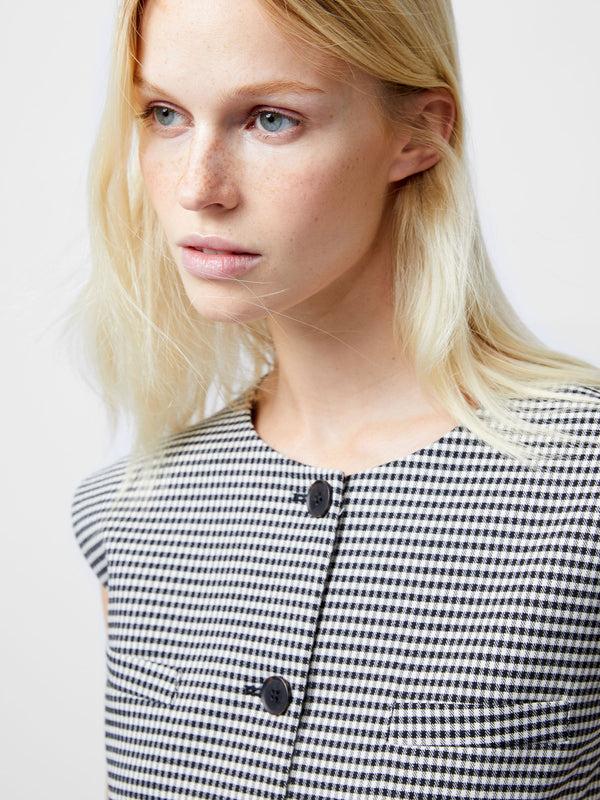 Fcuk Holden Houndstooth Crew Neck Waistcoat Black/Ecru