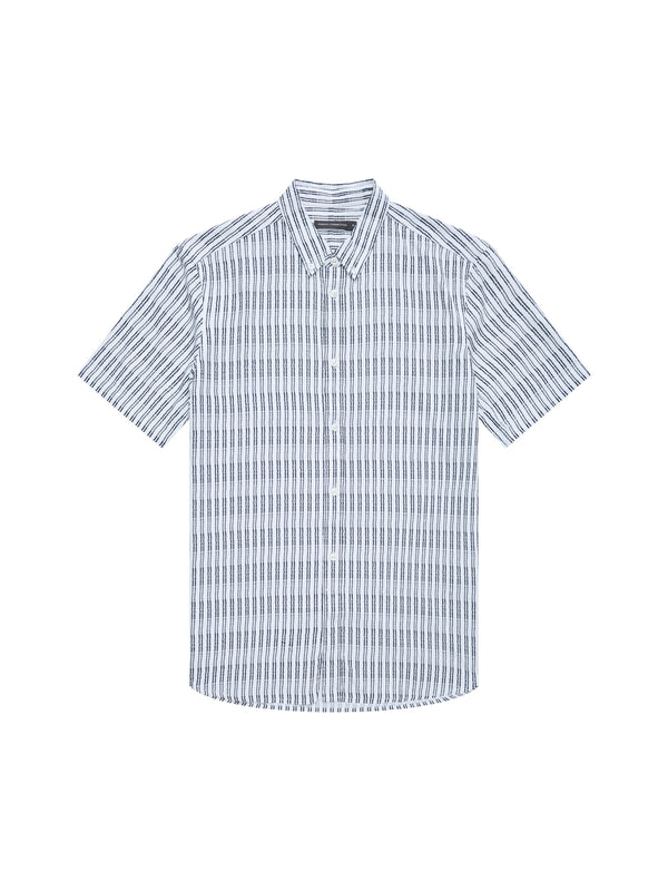 fcuk Horver Viscose Short Sleeve Oxford Shirt Salt/Marine