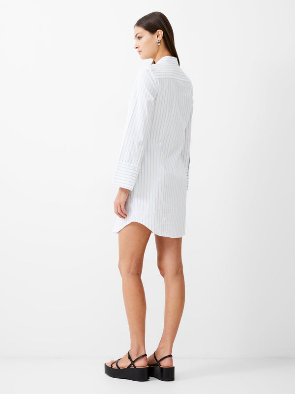 Fcuk Isabelle Striped Poplin Shirt Dress Linen White/Cashmere