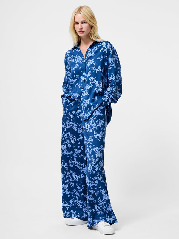 Fcuk Isla Celaya Floral Long Sleeve Shirt Blue Multi