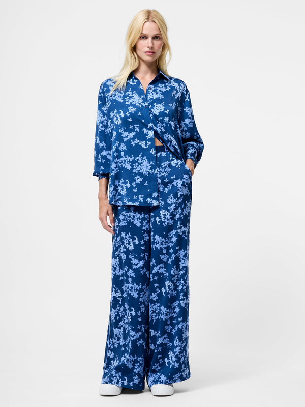 Fcuk Isla Celaya Floral Straight Leg Trousers Blue Multi