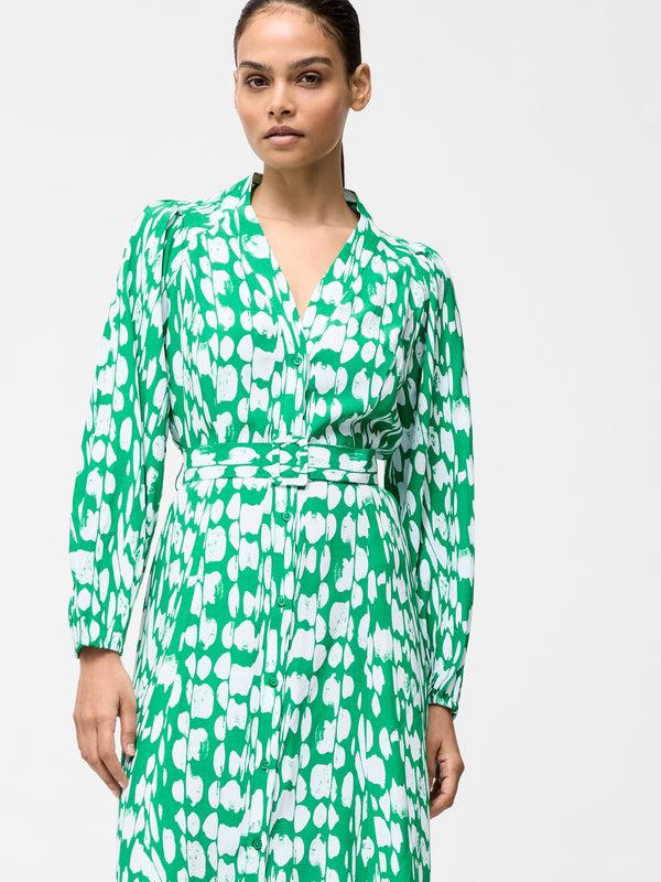 Fcuk Islanna Long Sleeve Belted Midi Dress Jelly Bean/White