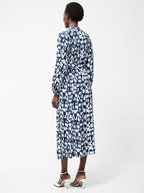 Fcuk Islanna Long Sleeve Belted Midi Dress Midnight/Linen White