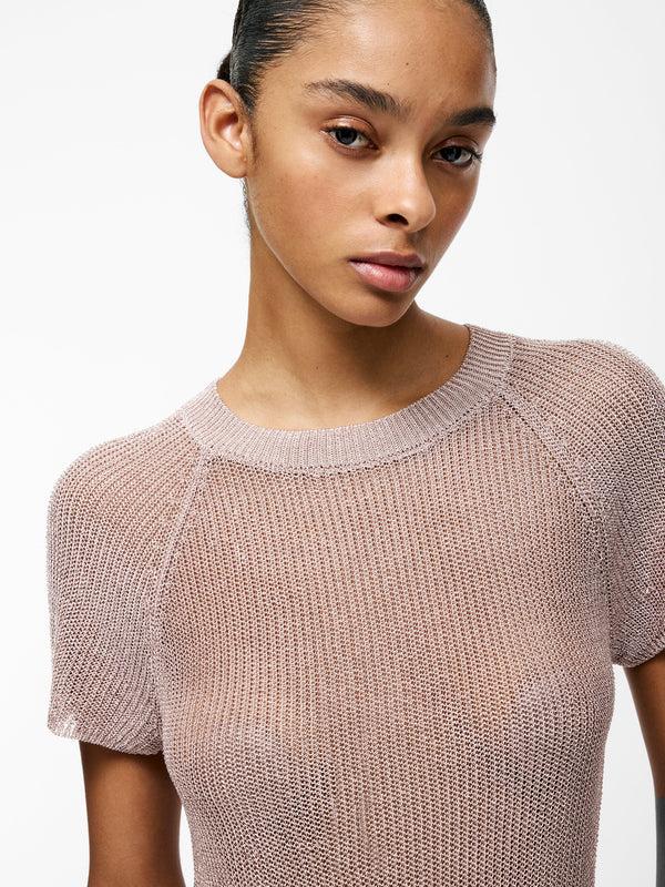 fcuk Jada Short Sleeve Bow Back Jumper Silver Blush