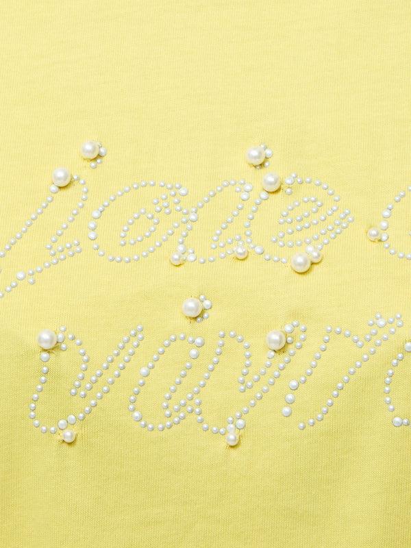 Fcuk Joie De Vivre Embellished Short Sleeve T-Shirt Butter Yellow