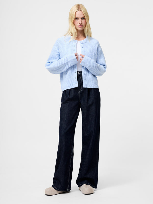 Fcuk Kezia Recycled Knit Long Sleeve Cardigan Arctic Blue