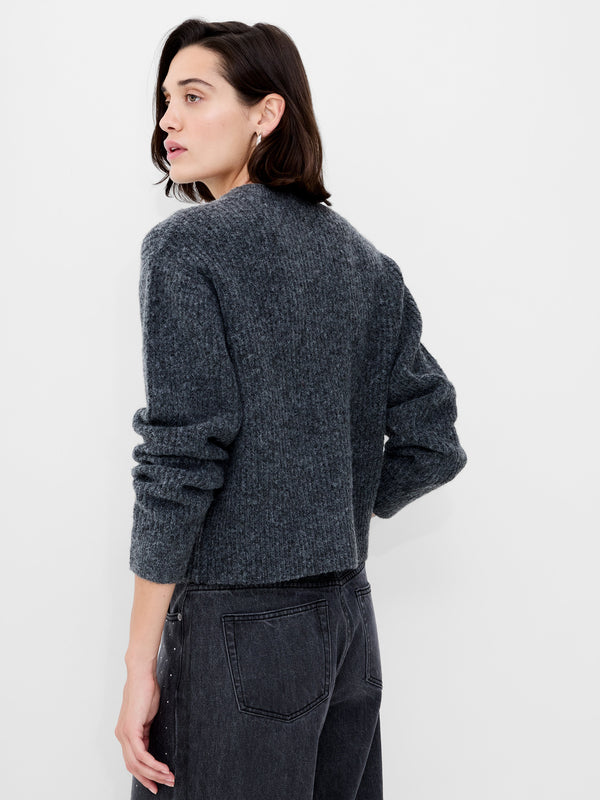 Fcuk Kezia Recycled Knit Long Sleeve Cardigan Graphite Mel