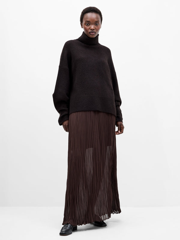 Fcuk Kezia Recycled Roll Neck Jumper Bitter Chocolate