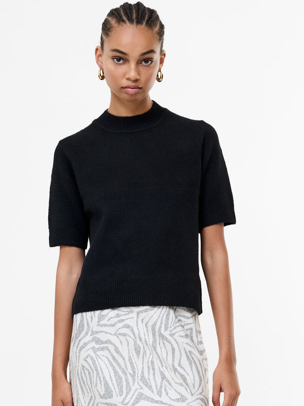 fcuk Kezia Recycled Short Sleeve Mock Neck Jumper Black