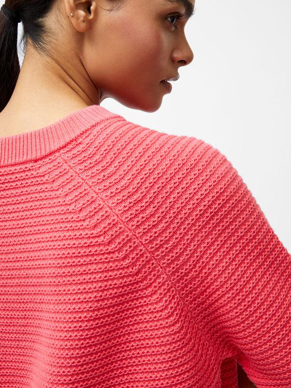 Fcuk Lily Crew Neck Short Sleeve Jumper Raspberry Pink