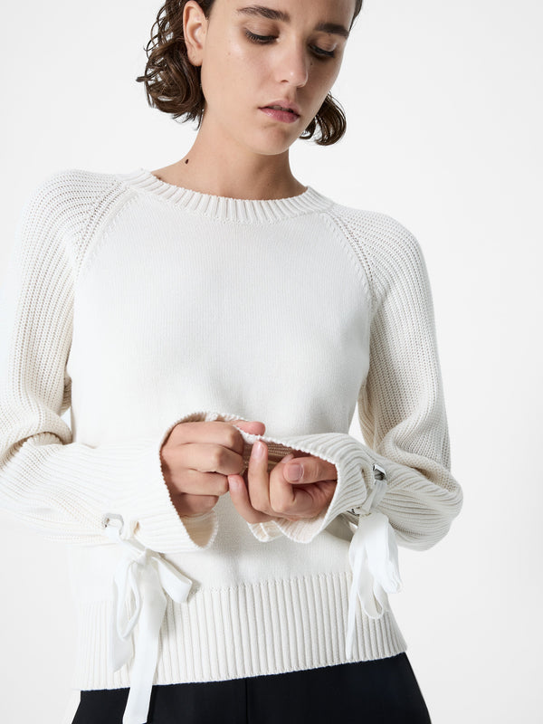 Fcuk Lily Mozart Sleeve Trim Jumper Porcelain Cream