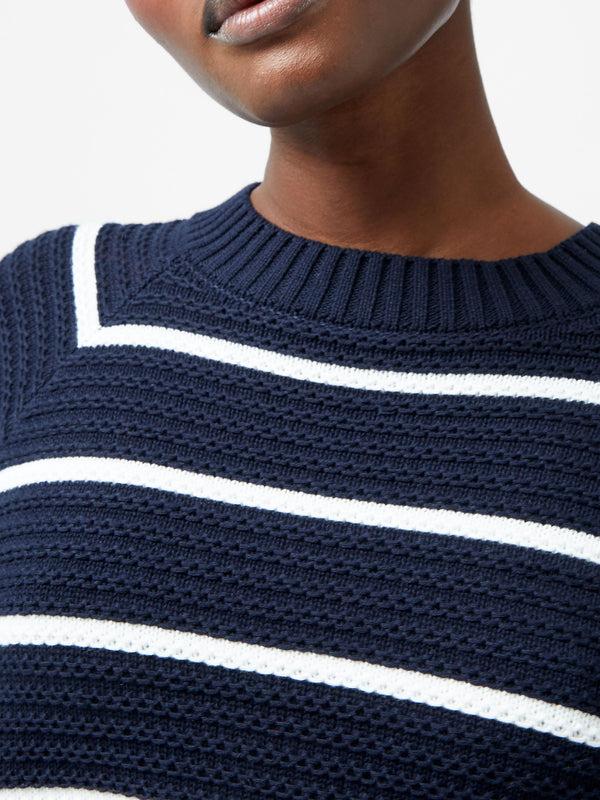 Fcuk Lily Mozart Striped Crew Neck Jumper Navy/Summer White