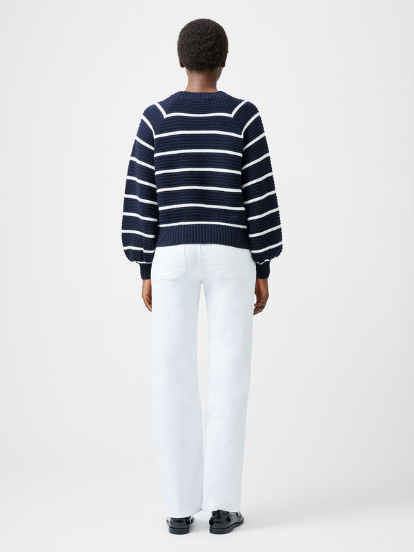 Fcuk Lily Mozart Striped Crew Neck Jumper Navy/Summer White