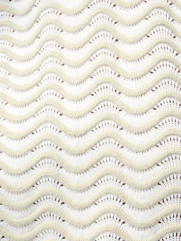 Fcuk London Sleeveless Wave Knit Jumper Pistachio/Cream