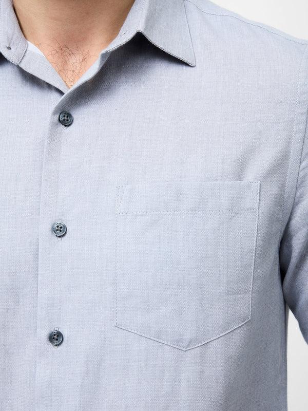 Fcuk Long Sleeve Dobby Regular Fit Shirt Light Grey