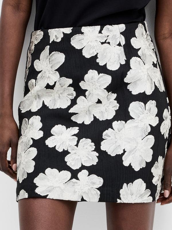 Fcuk Lora Poly Jacquard Mini Skirt Porcelain Cream/Blac