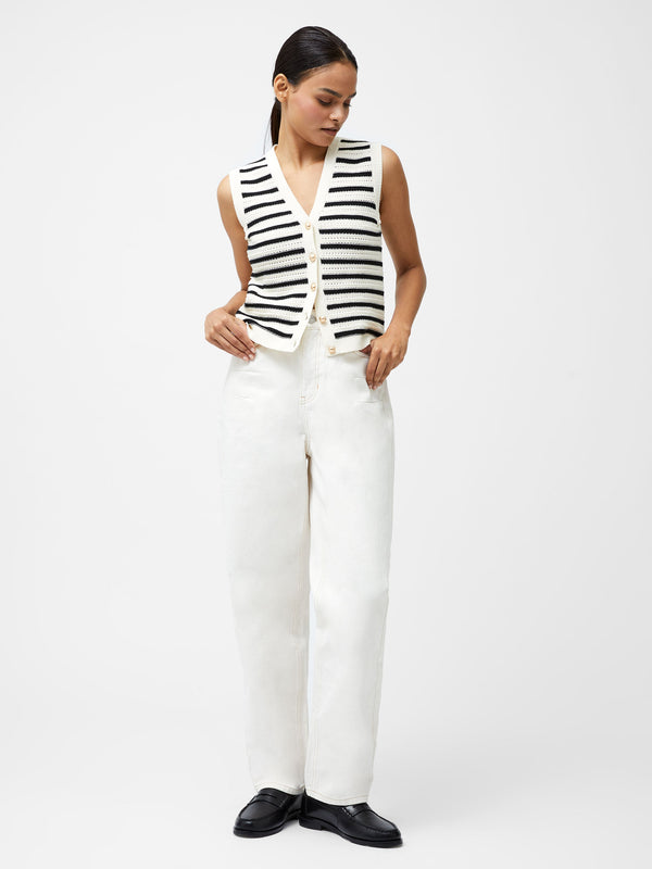 Fcuk Lumi Mozart Stripe Knit Waistcoat Summer White