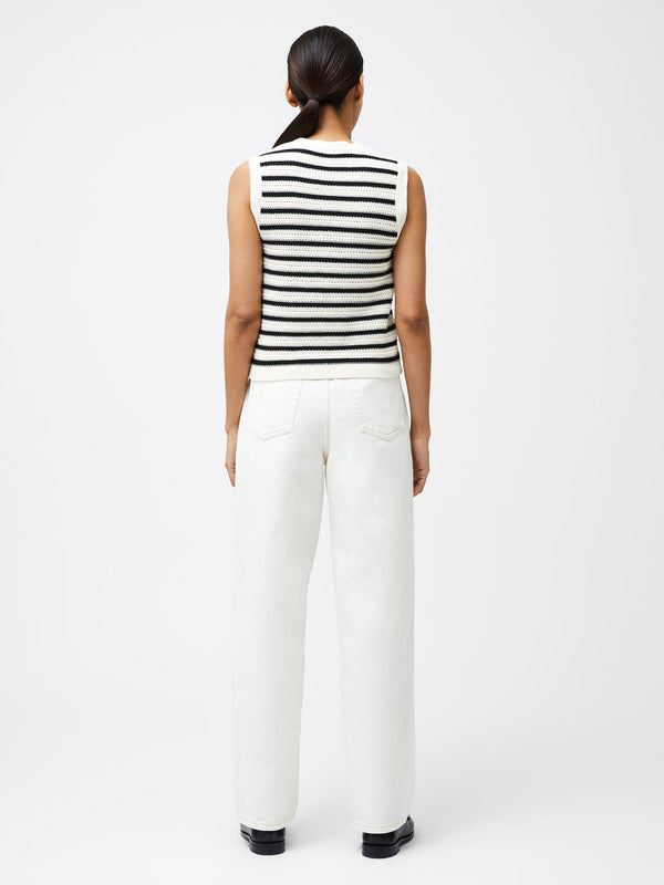 Fcuk Lumi Mozart Stripe Knit Waistcoat Summer White