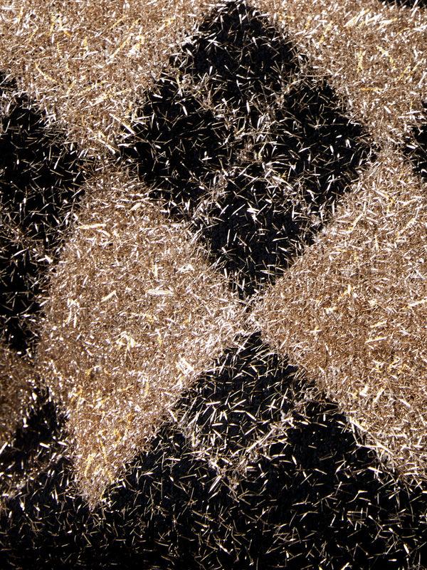 Fcuk Mavis Argyle Tinsel Long Sleeve Cardigan Blackout