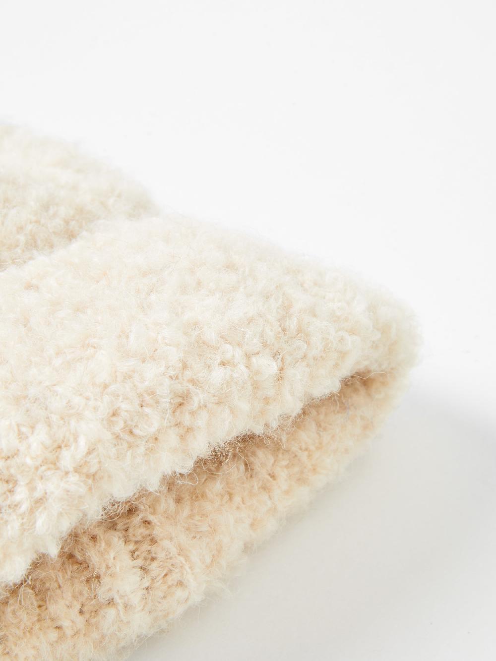 Fcuk Melissa Recycled Boucle Double Brim Beanie Ecru