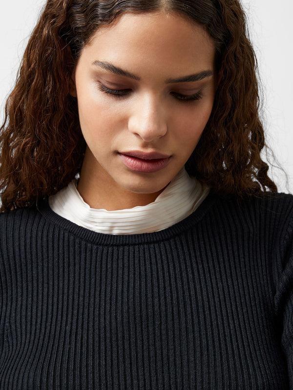 Fcuk Melody Pleated Mix Mini Dress Black/Porcelain Crea