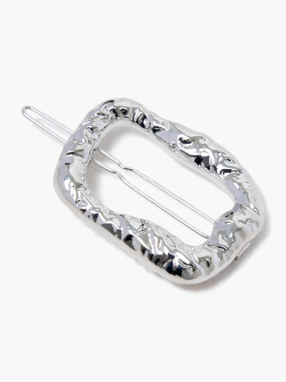 Fcuk Molten Metal Square Barrette Hair Clip Rhodium