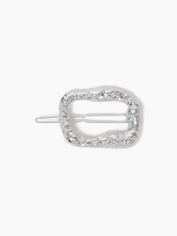 fcuk Molten Metal Square Barrette Hair Clip Rhodium