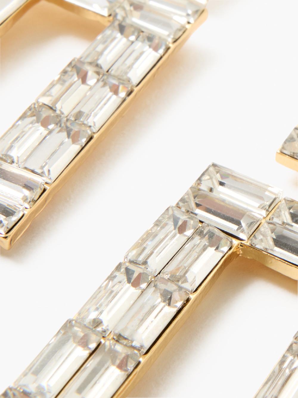 Fcuk Mosaic Crystal Square Drop Earrings Crystal Clear