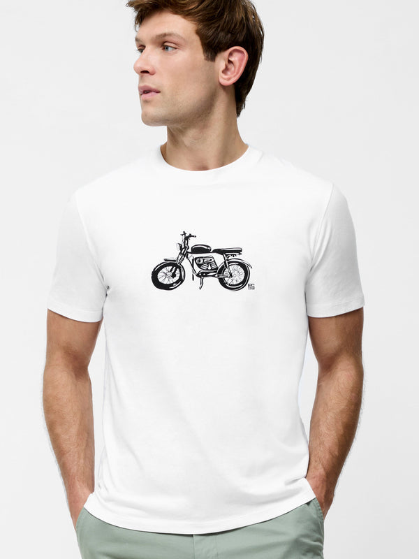 fcuk Motorbike Organic Short Sleeve Graphic T-Shirt White