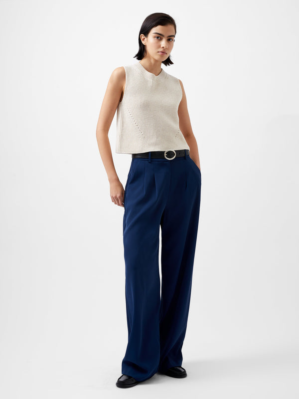 Fcuk Mozart Knit Crew Neck Sleeveless Vest Light Oatmeal Mel