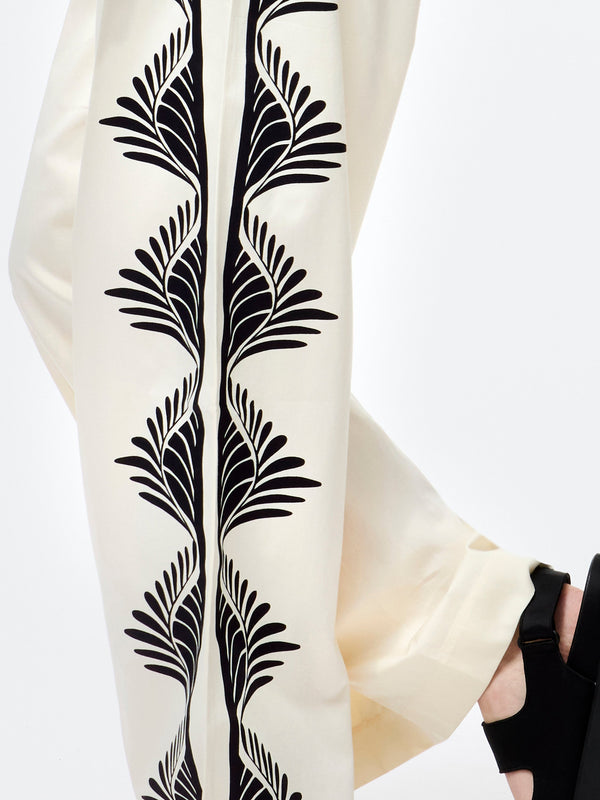 Fcuk Nola Alexis Printed Wide Leg Trousers Cream/Black