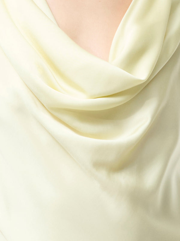 Fcuk Oona Satin Asymmetrical Mini Dress Cornsilk Yellow