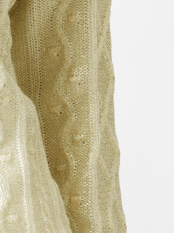 Fcuk Otilia Gold Foil Cable Knit Jumper Gold/Winter White