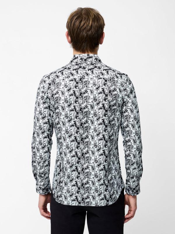 Fcuk Paisley Print Long Sleeve Shirt White/Blue Print