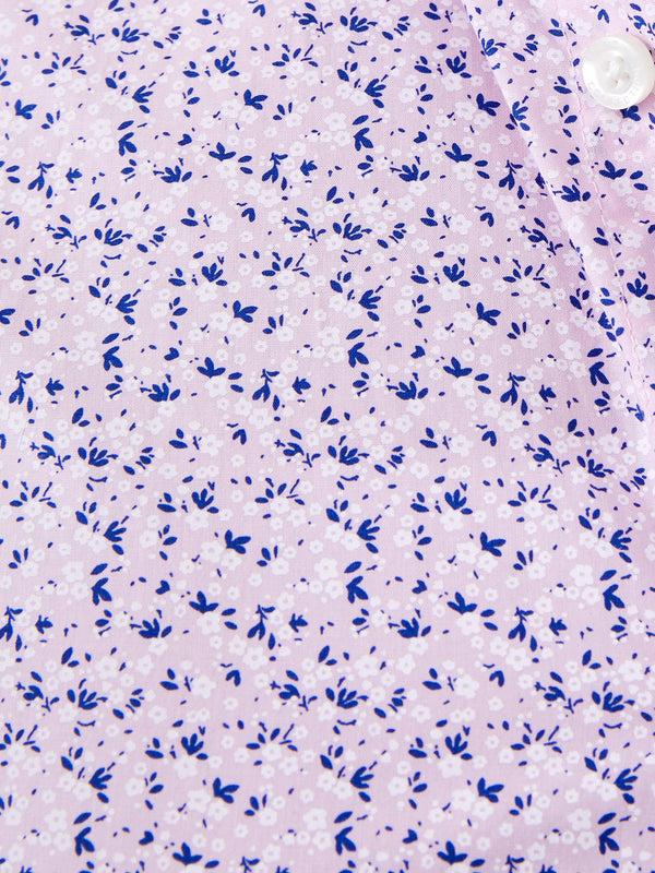 Fcuk Patterned Short Sleeve Navy Trim Shirt Flora Pink