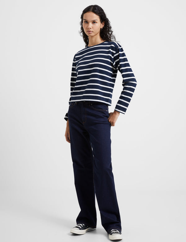 fcuk Rallie Stripe Slash Neck Top Stripe Marine/White