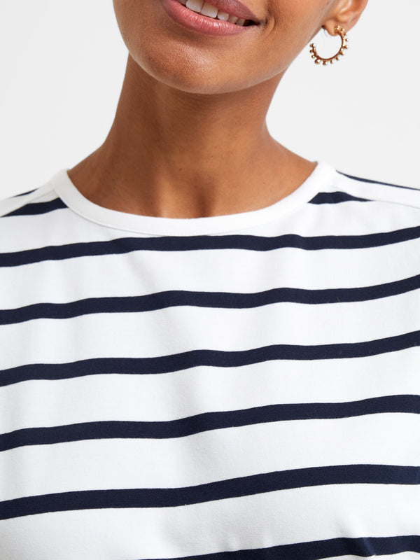 Fcuk Rallie Stripe Slash Neck Top Summer White/Marine